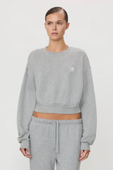 Cropped Crewneck Sweatshirt - Heather Grey - BLVD
