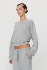 Cropped Crewneck Sweatshirt - Heather Grey - BLVD