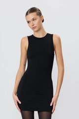 Sleeveless Crewneck Mini Dress - Black