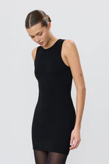 Sleeveless Crewneck Mini Dress - Black