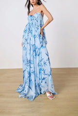 Strapless Flared Dress - Blue - BLVD