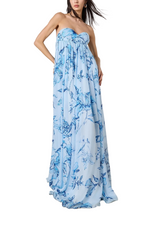 Strapless Flared Dress - Blue