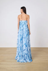 Strapless Flared Dress - Blue - BLVD
