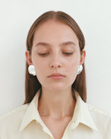 Dented Medallion Earrings - Silver