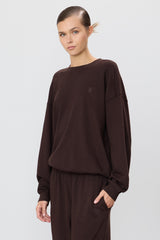 Oversized Crewneck Sweatshirt - Espresso