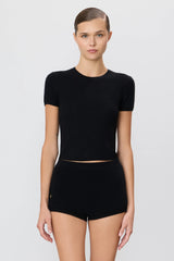 Rib Stitch Baby Tee - Black