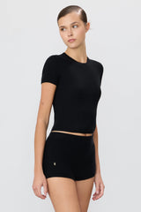 Rib Stitch Baby Tee - Black