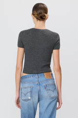 Rib Stitch Baby Tee - Charcoal