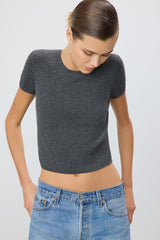 Rib Stitch Baby Tee - Charcoal