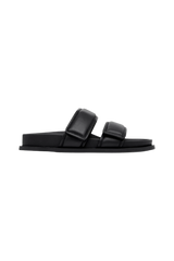 Quilted Leather Slide - Black