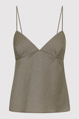 Bias Cami - Khaki Pinstripe