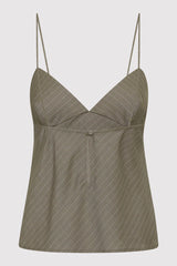 Bias Cami - Khaki Pinstripe