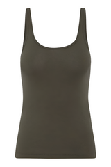 Organic Cotton Slim Scoop Tank - Khaki