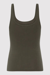 Organic Cotton Slim Scoop Tank - Khaki
