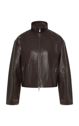 Cocoon Zip Leather Jacket - Chocolate