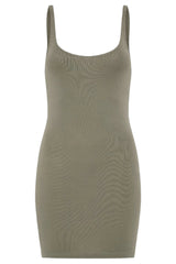 Organic Cotton Slip Dress - Smokey Olive