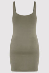 Organic Cotton Slip Dress - Smokey Olive