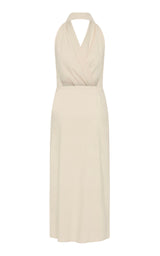 Halter Wrap Backless Dress - Porcelain