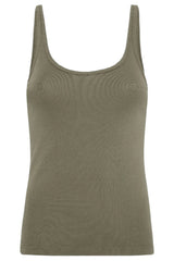 Organic Cotton Slim Scoop Tank - Smokey Olive