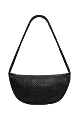 Lattice Weave Crescent Bag - Black