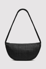 Lattice Weave Crescent Bag - Black