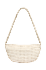 Lattice Weave Crescent Bag - Cream