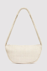 Lattice Weave Crescent Bag - Cream