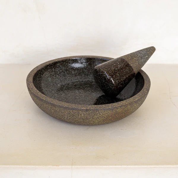 Ry Speckled Iron Mortar And Pestle - Speckled Iron + Gloss