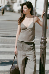 Bias Cami - Khaki Pinstripe