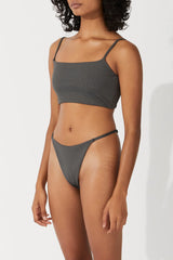 Rib Curve Thong Brief - Charcoal