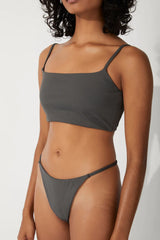 Rib Curve Thong Brief - Charcoal