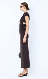 Solenne Twist Maxi Dress - Dark Chocolate - BLVD