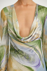Bianca Long Sleeve Dress - Lavender Marble