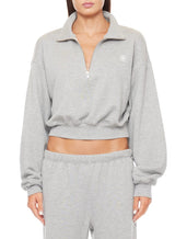 Cropped Half-Zip Sweatshirt - Grey - BLVD