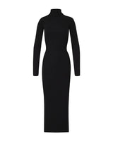 Long Sleeve Turtleneck Dress Maxi - Black