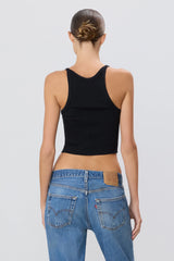 Cropped Rib Tank - Black