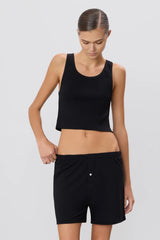 Cropped Scoop Neck Tank - Black - BLVD