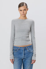 Long Sleeve Fitted Top - Heather Grey