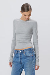 Long Sleeve Fitted Top - Heather Grey