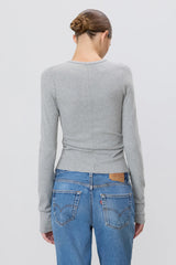 Long Sleeve Fitted Top - Heather Grey