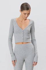 Cropped Cardigan - Heather Grey