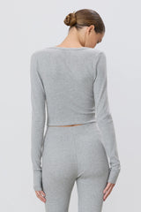 Cropped Cardigan - Heather Grey