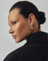 Molten Snow Double Medium Hoop Earrings