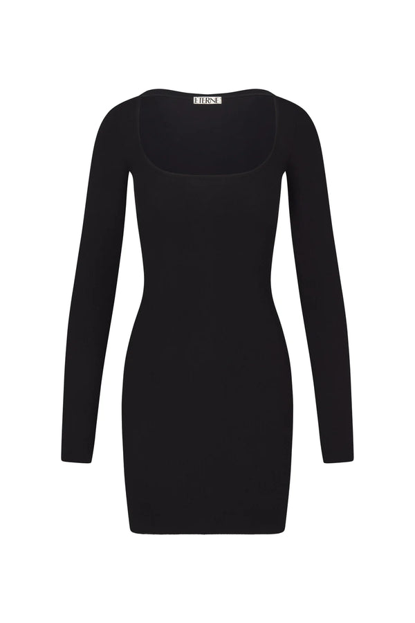 Square Neck Mini Dress - Black