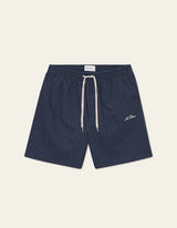 Stan Stripe Seersucker Swim Shorts - Dark Navy