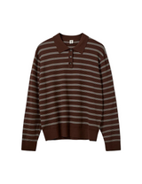 Madison Polo - Espresso/Ecru Stripes