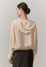 Sisi Silk Hooded Blouse - Off White - BLVD
