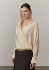 Sisi Silk Hooded Blouse - Off White - BLVD