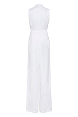 Trinidad Organic Linen Jumpsuit - White - BLVD