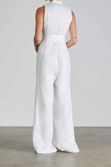 Trinidad Organic Linen Jumpsuit - White - BLVD